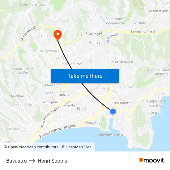 Bavastro to Henri Sappia map