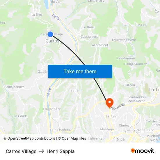 Carros Village to Henri Sappia map