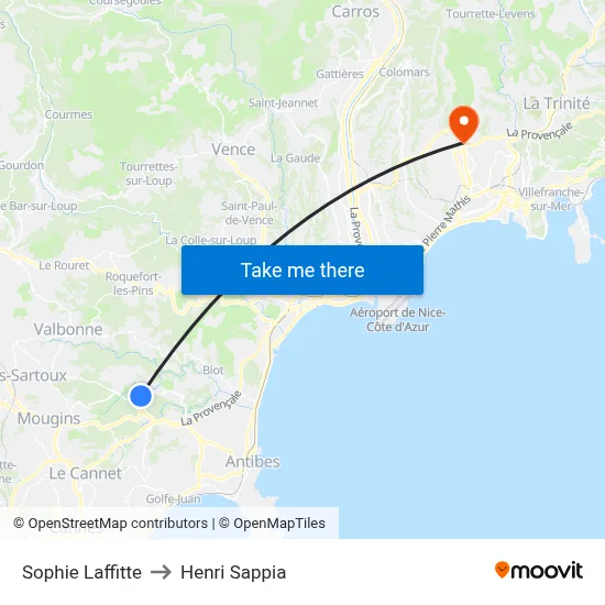 Sophie Laffitte to Henri Sappia map