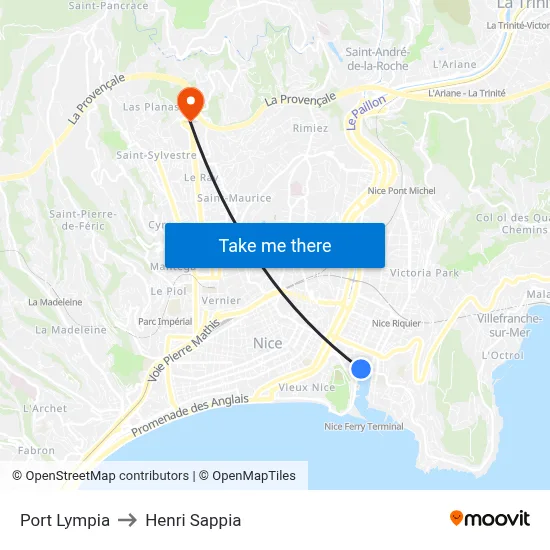 Port Lympia to Henri Sappia map