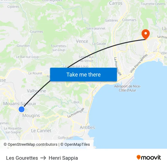 Les Gourettes to Henri Sappia map
