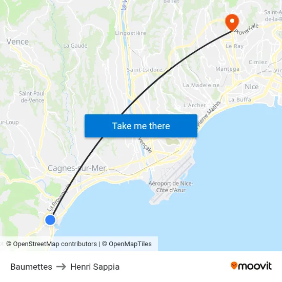 Baumettes to Henri Sappia map