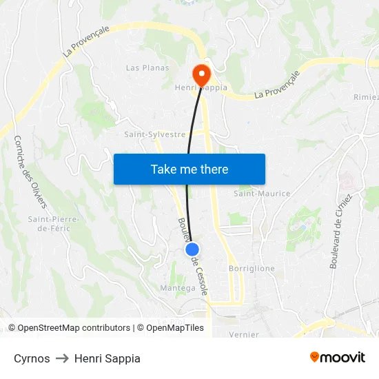 Cyrnos to Henri Sappia map