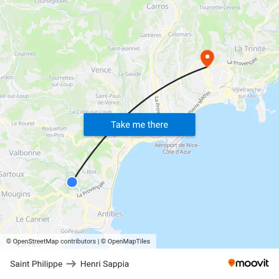 Saint-Philippe to Henri Sappia map