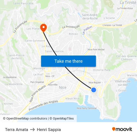 Terra Amata to Henri Sappia map
