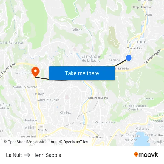 La Nuit to Henri Sappia map