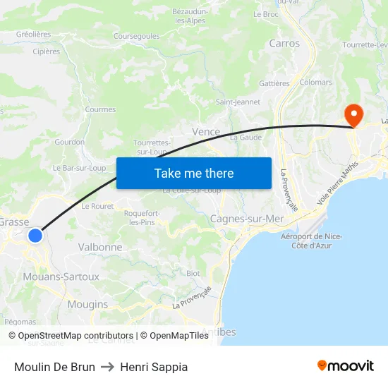 Moulin De Brun to Henri Sappia map