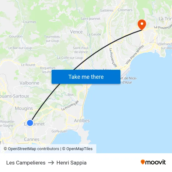 Les Campelieres to Henri Sappia map