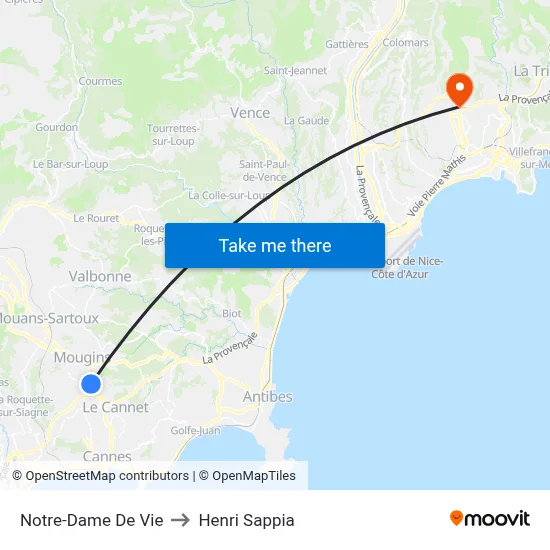 Notre-Dame De Vie to Henri Sappia map