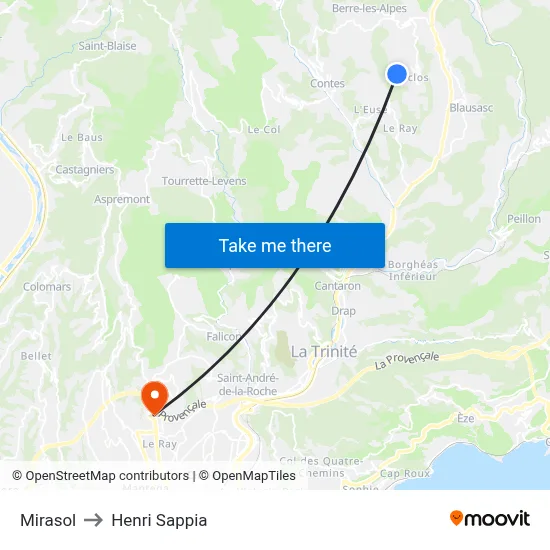 Mirasol to Henri Sappia map