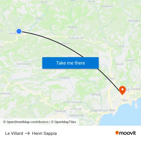 Le Villard to Henri Sappia map