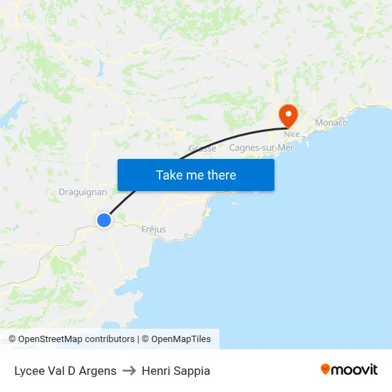 Lycee Val D Argens to Henri Sappia map