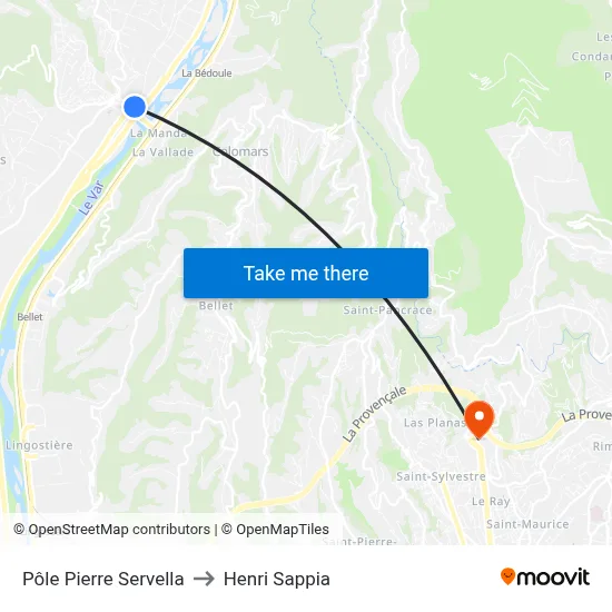 Pôle Pierre Servella to Henri Sappia map