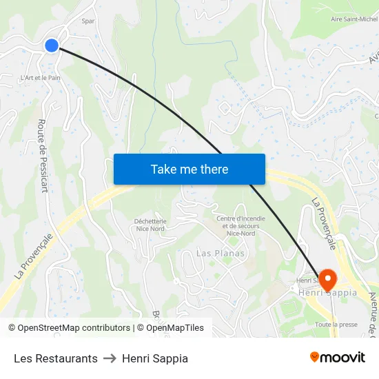 Les Restaurants to Henri Sappia map