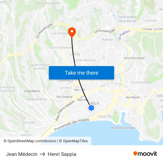 Jean Médecin to Henri Sappia map