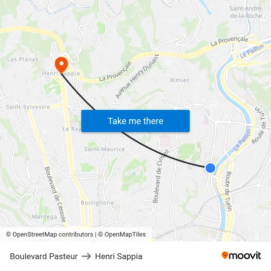 Boulevard Pasteur to Henri Sappia map