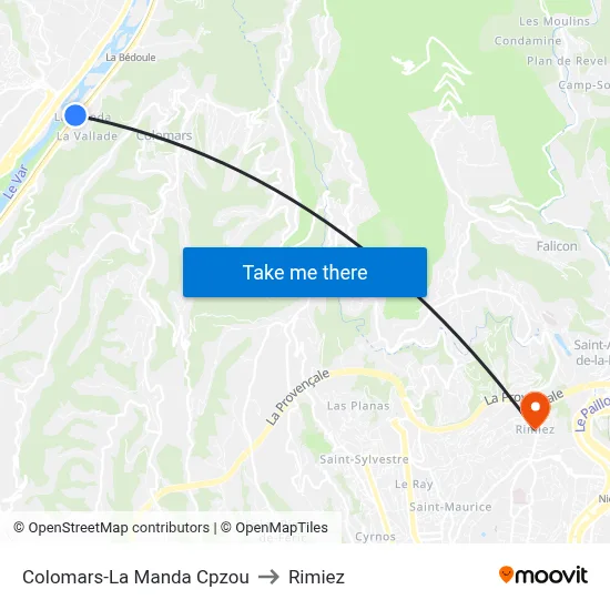 Colomars-La Manda Cpzou to Rimiez map