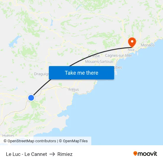 Le Luc - Le Cannet to Rimiez map