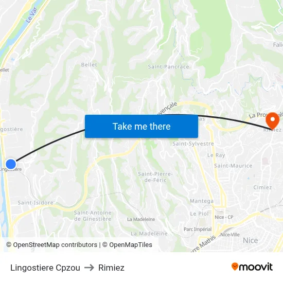 Lingostiere Cpzou to Rimiez map