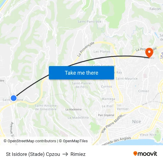 St Isidore (Stade) Cpzou to Rimiez map