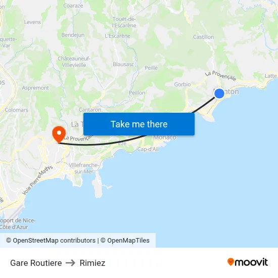 Gare Routiere to Rimiez map
