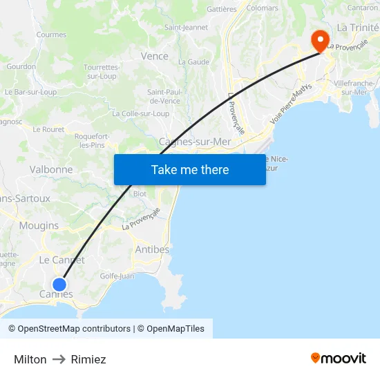 Milton to Rimiez map