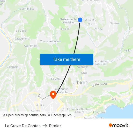 La Grave De Contes to Rimiez map
