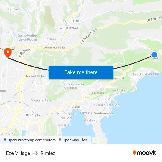 Eze Village to Rimiez map