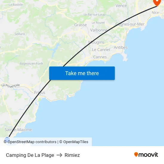 Camping De La Plage to Rimiez map