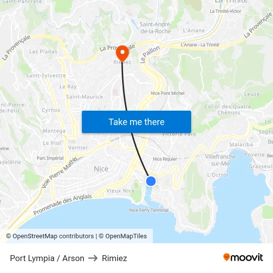 Port Lympia / Arson to Rimiez map
