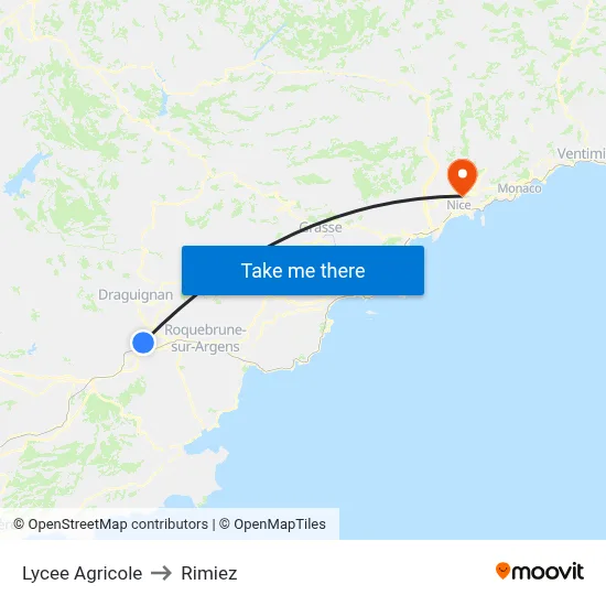Lycee Agricole to Rimiez map