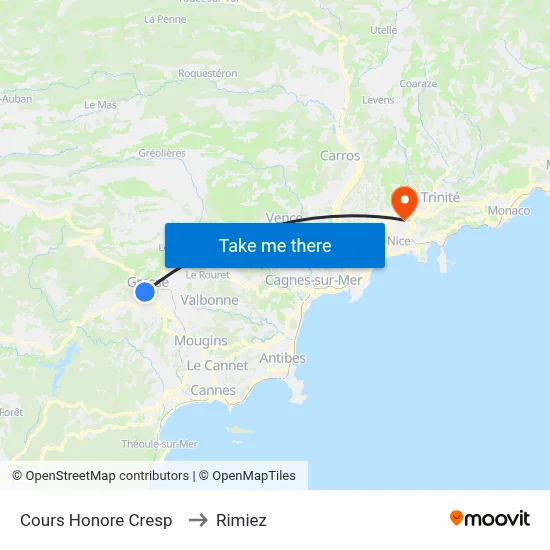 Cours Honore Cresp to Rimiez map