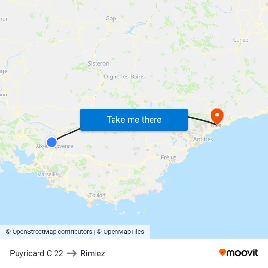 Puyricard C 22 to Rimiez map