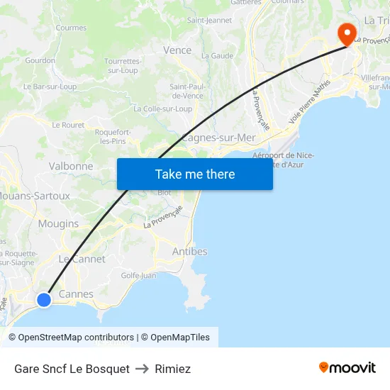 Gare Sncf Le Bosquet to Rimiez map