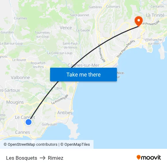 Les Bosquets to Rimiez map