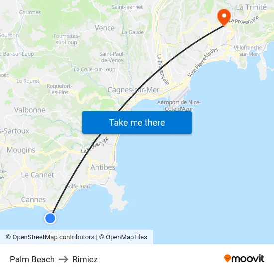 Palm Beach to Rimiez map
