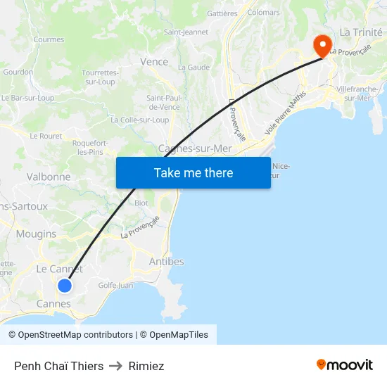 Penh Chaï Thiers to Rimiez map