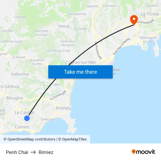 Penh Chaï to Rimiez map