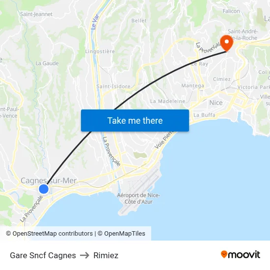 Gare Sncf Cagnes to Rimiez map