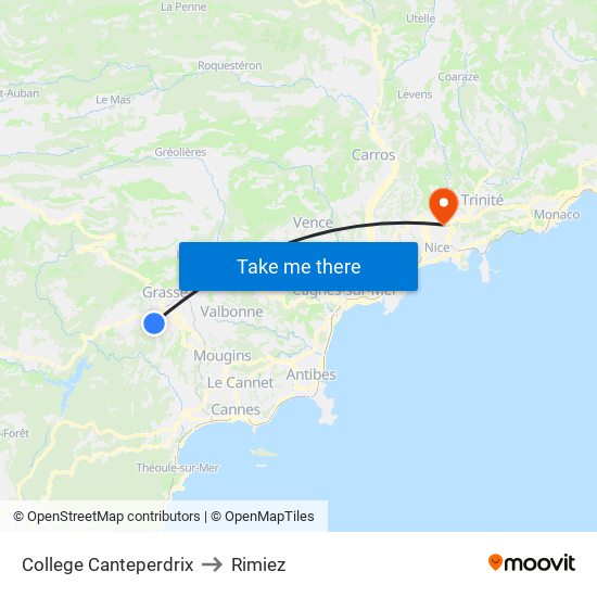 College Canteperdrix to Rimiez map