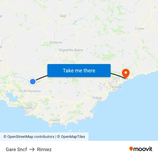 Gare Sncf to Rimiez map