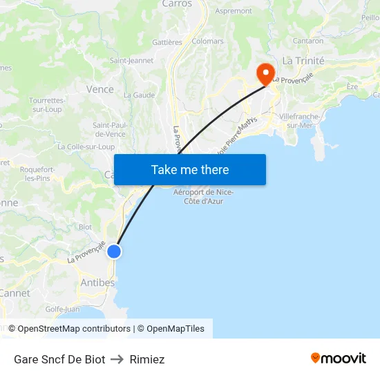 Gare Sncf De Biot to Rimiez map