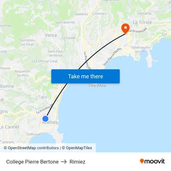College Pierre Bertone to Rimiez map