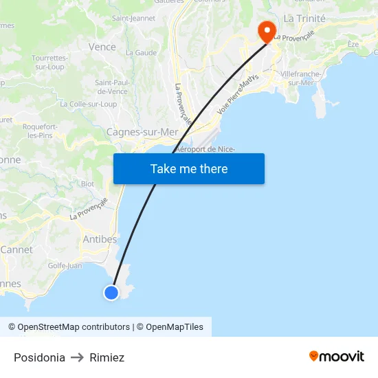 Posidonia to Rimiez map