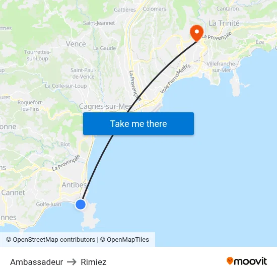 Ambassadeur to Rimiez map