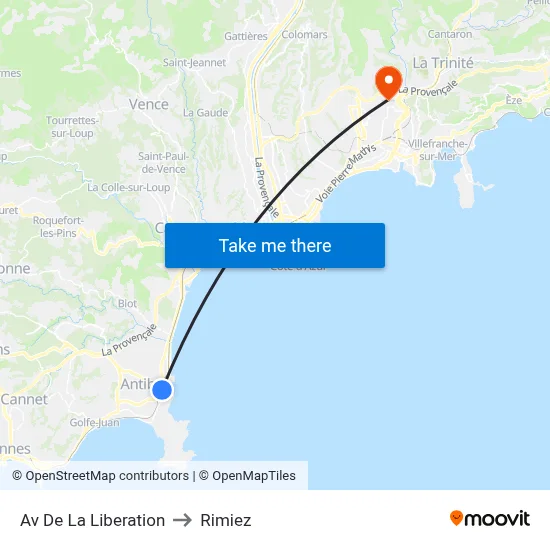 Av De La Liberation to Rimiez map