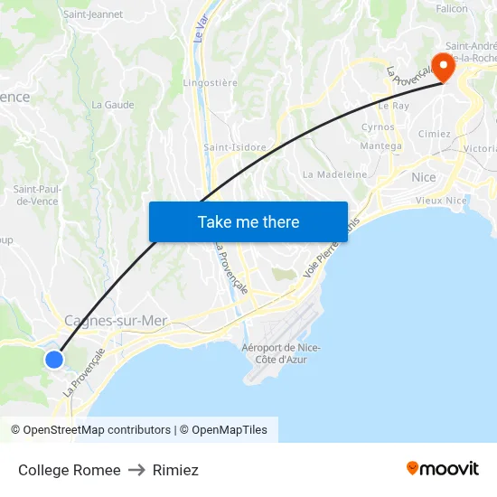College Romee to Rimiez map