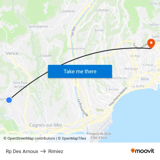 Rp Des Arnoux to Rimiez map