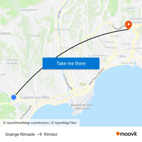Grange Rimade to Rimiez map