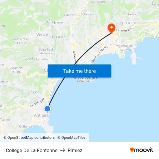 College De La Fontonne to Rimiez map
